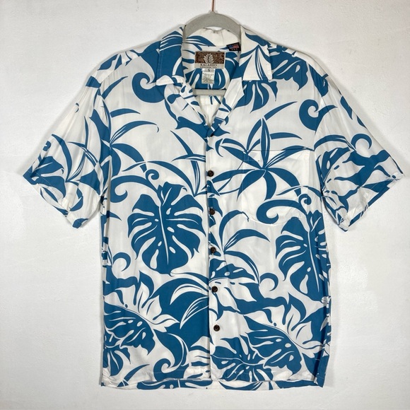 Kalaheo Other - Kalaheo Hawaiian Aloha Shirt Small Reverse Print USA Palm Flowers Leaves Floral